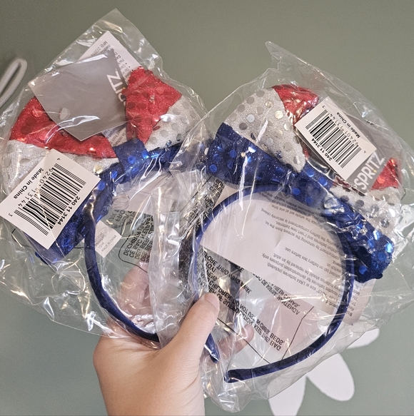 Bundle of 2 Spritz Sequin Patriotic Bow Headband - Red White Blue Light Up - Picture 2 of 5